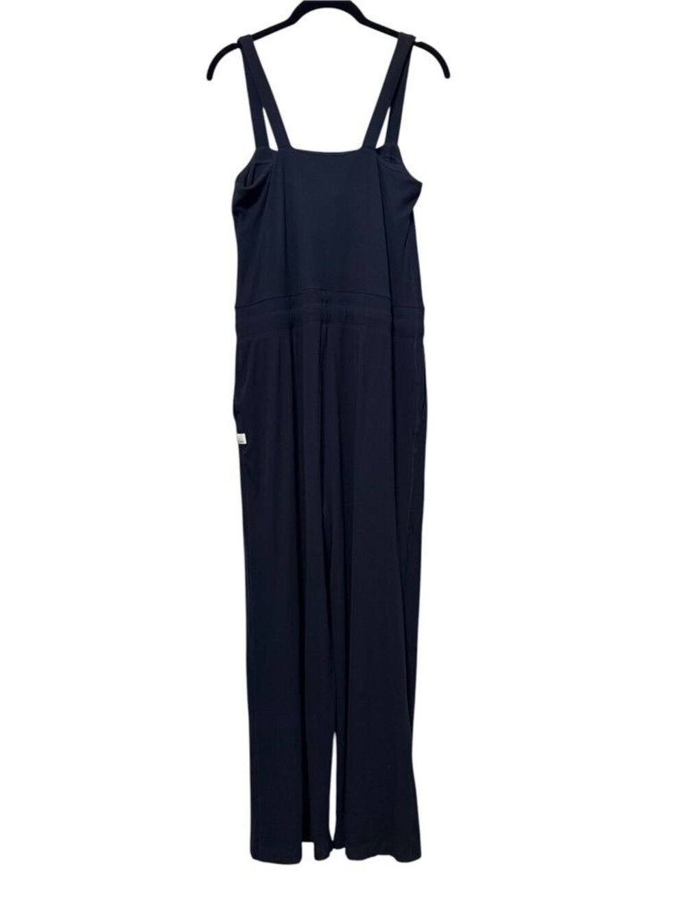 Vuori Pose Ribbed Jumpsuit XL Black Athleisure Casual Drawstring Wide Leg EUC - Picture 8 of 9